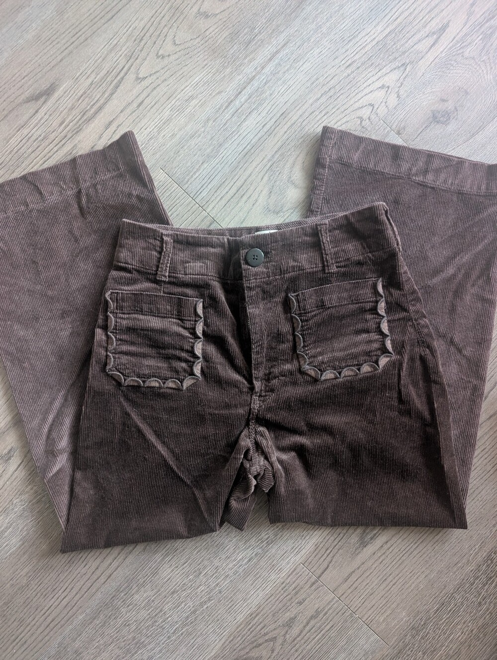 Anthropologie Corduroy Flares with Scalloped Pocket Trim